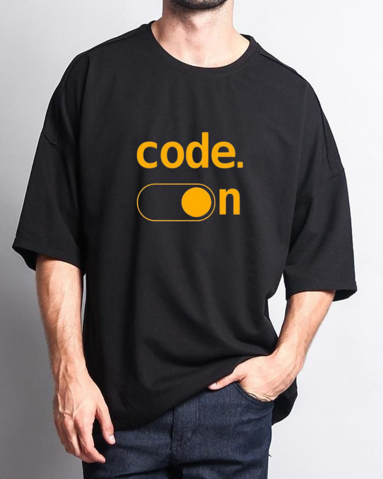 Men's Oversized Code on Print Tshirt