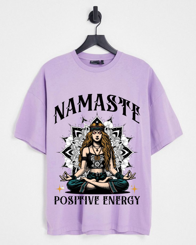 Women's Oversized Namaste Print T-shirt