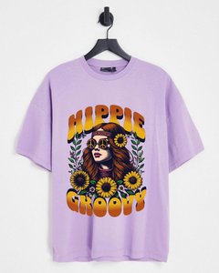 Women's Oversized Hippie groovy Print T-shirt