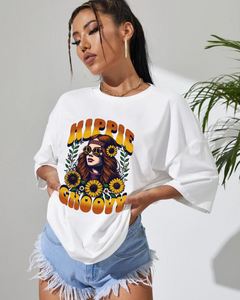 Women's Oversized Hippie groovy Print T-shirt
