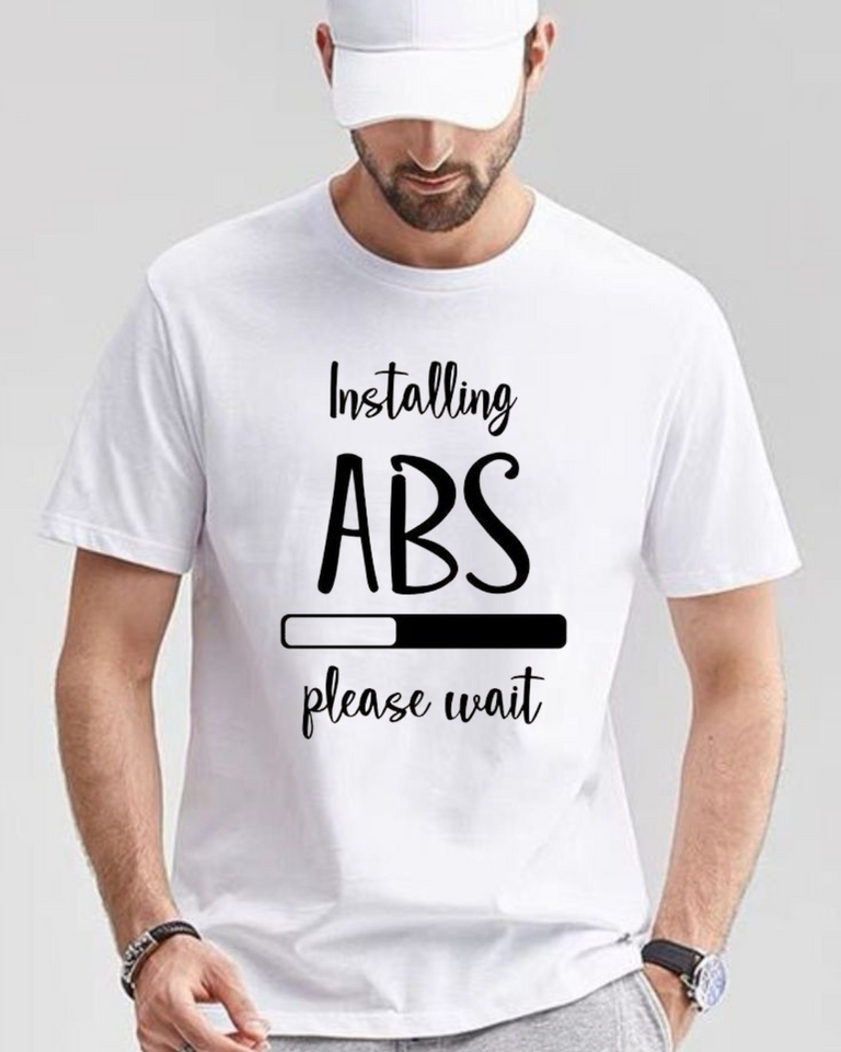 Men's Roundneck Installing Abs Print T-shirt