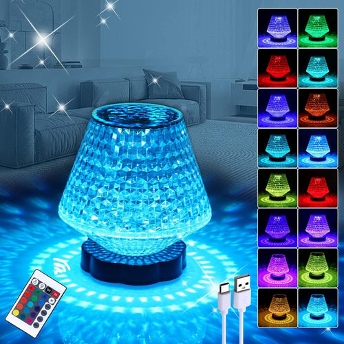 White Crystal Table Lamp 16 Colors Touch Control Night Lamp