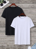 Unisex Round neck Black & White Solid tee Combo T-shirt