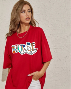 Women's Oversized Nurse Print T-shirt