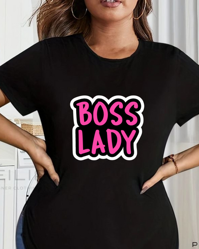 Women's Round neck Boss Lady Print  T-shirt