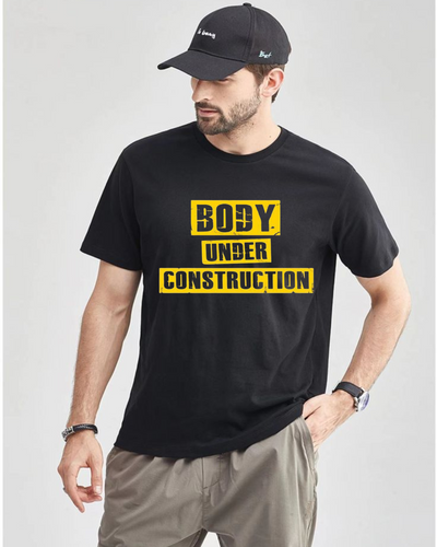 Men's Round neck Body under construction Print T-shirt