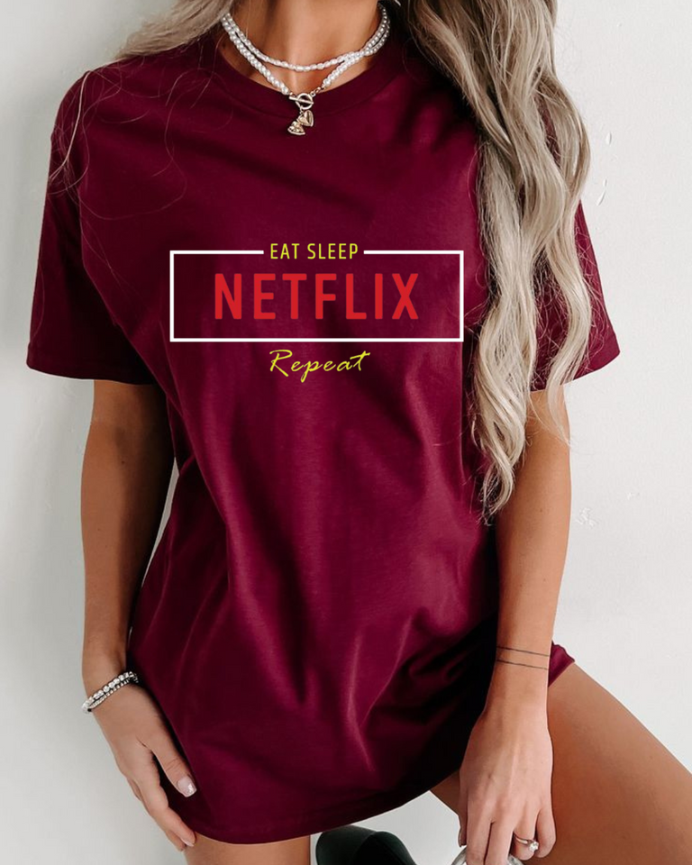 Women's Round neck Netflix Print T-shirt