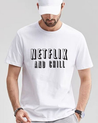 Men's Round neck Netflix and chill Print T-shirt