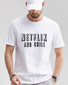 Men's Round neck Netflix and chill Print T-shirt