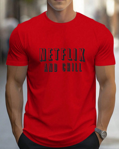 Men's Round neck Netflix and chill Print T-shirt