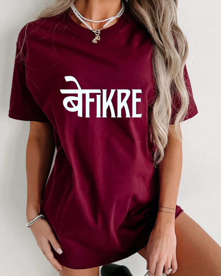 Women's Round neck Befikre Print T-shirt.