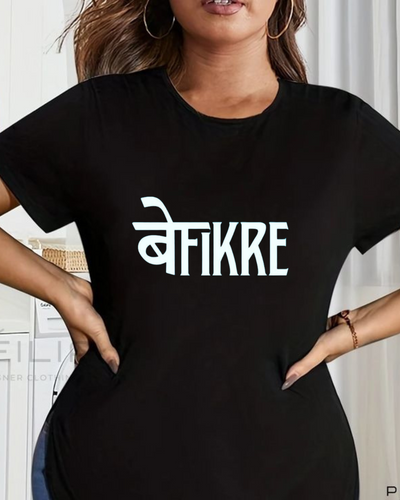 Women's Round neck Befikre Print T-shirt.