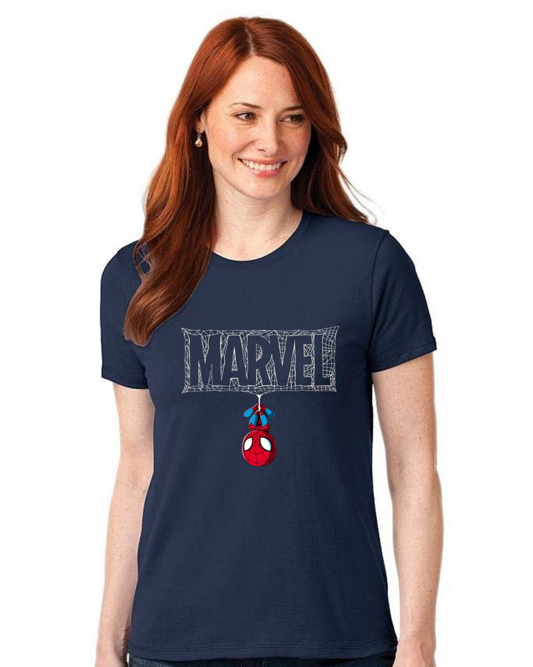 Women's Round neck Marvel with spiderman Print T-shirt