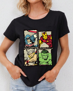 Women's Round neck Marvel Cartoon Print Cotton T-shirt