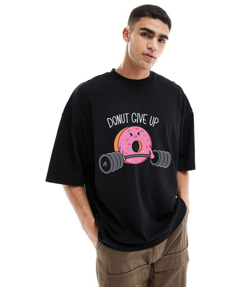 Men's Oversized donut give up Print Tshirt
