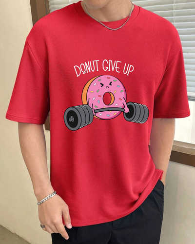 Men's Oversized donut give up Print Tshirt