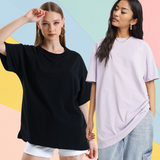 Women's Oversized Black & Lavender Combo T-shirt