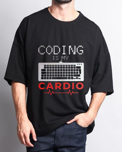 Men's Oversized Coding is my Cardio Print T-shirt
