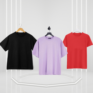 Unisex Combo of 3 plain oversized t-shirt