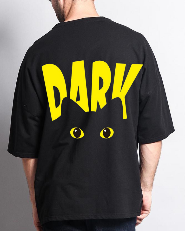 Men's Oversized dark cat back Print T-shirt