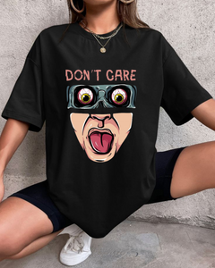 Women's Oversized Don't Care Print T-shirt