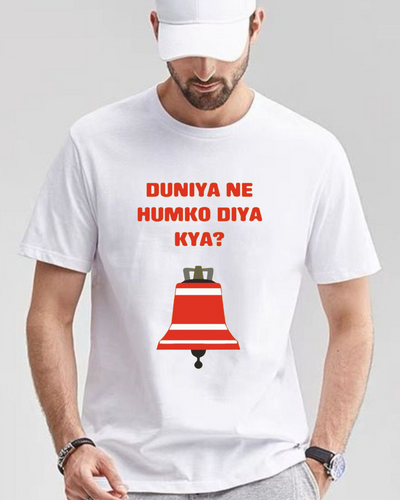 Men's Round neck Duniya ne humko diya kya? Print T-shirt