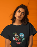Women's Flower in face graphic printed Tshirt