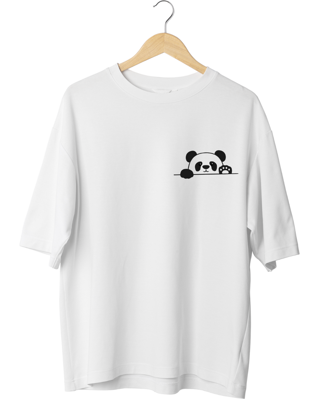 Unisex Oversized Panda at Pocket Print T-shirt