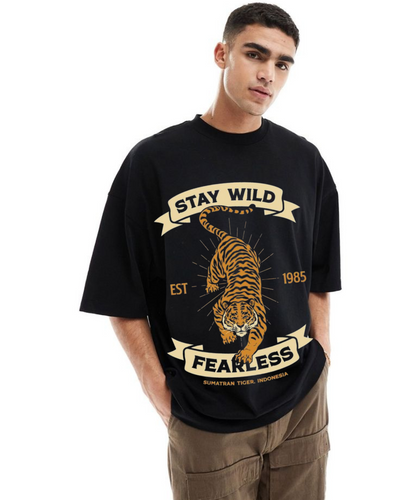 Men's Oversized Stay Wild Print T-shirt
