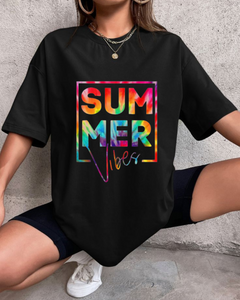 Women's Oversized Summer Vibes Printed Tshirt