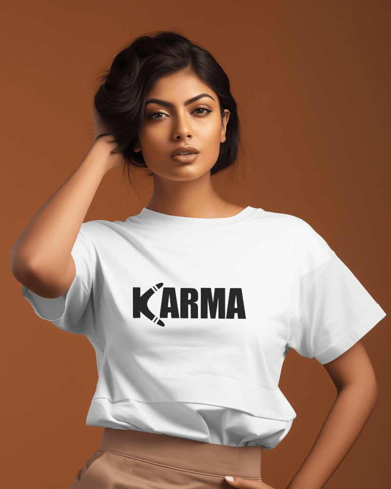 Women's Round neck Karma Print T-shirt